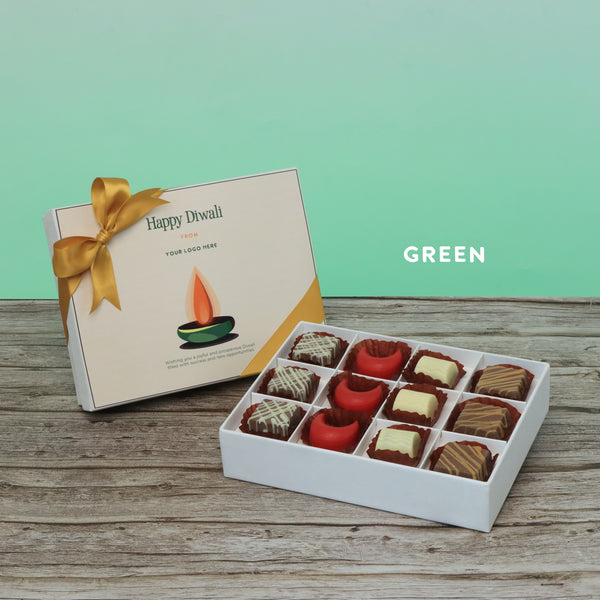 Set of 5 corporate customized diwali candle designed premium chocolate 12P hard box