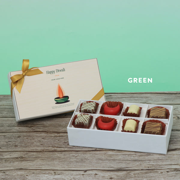 Set of 6 corporate customized diwali candle designed premium chocolate 8P hard box