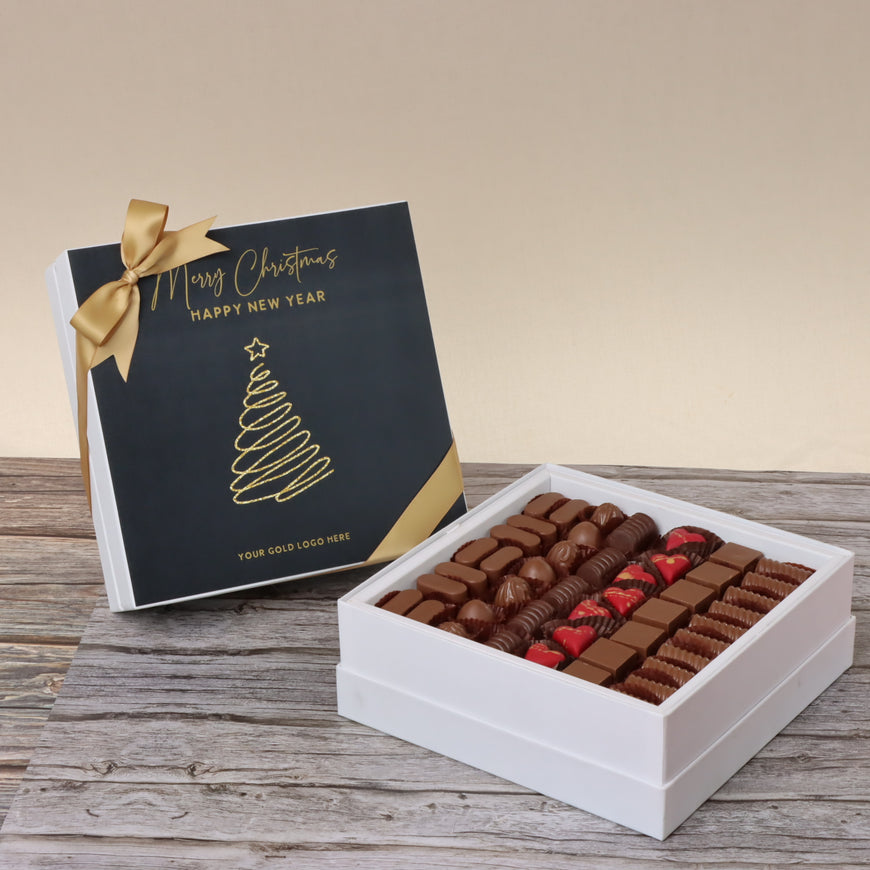 Season's greeting happy new year designed chocolate hard box