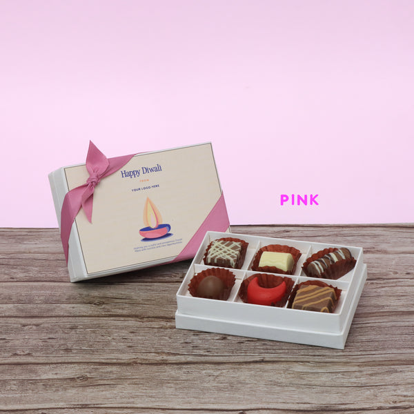 Set of 8 corporate customized diwali candle designed premium chocolate 6P hard box