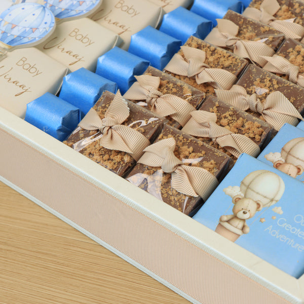 Baby boy air balloon theme premium chocolate large leather tray