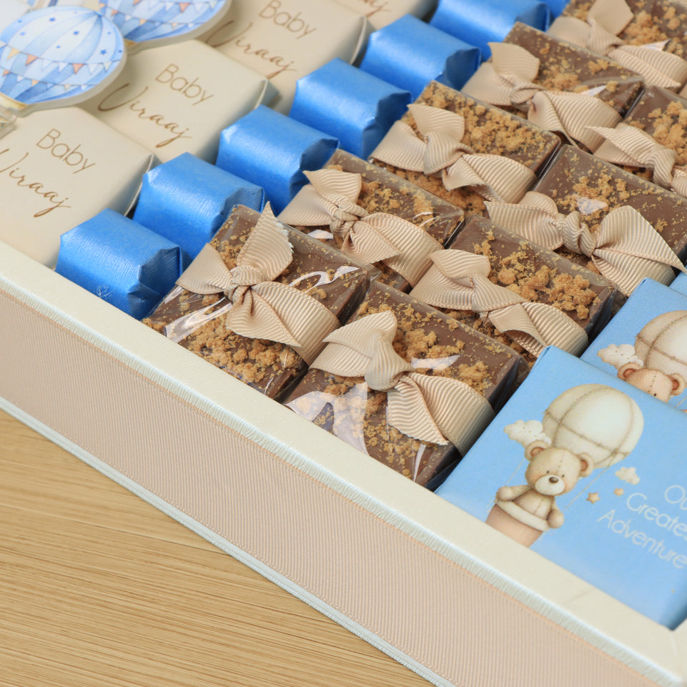 Baby boy air balloon theme premium chocolate large leather tray