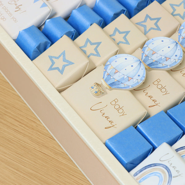 Baby boy air balloon theme design premium chocolate large leather tray