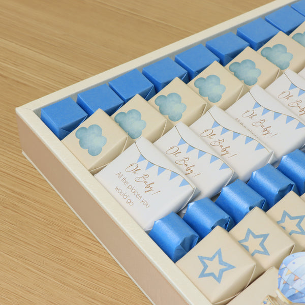 Baby boy air balloon theme premium chocolate large leather tray