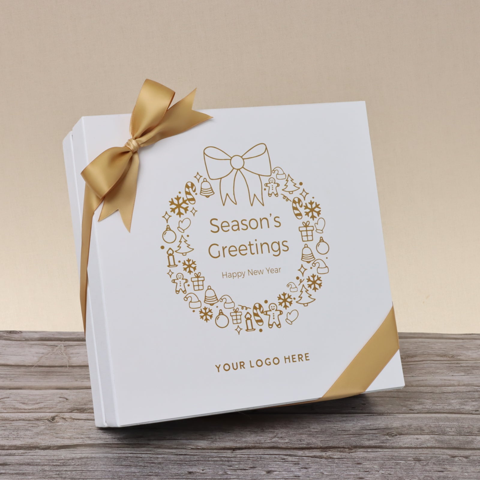 Season's greetings wreath designed premium chocolate 2-layer hard box