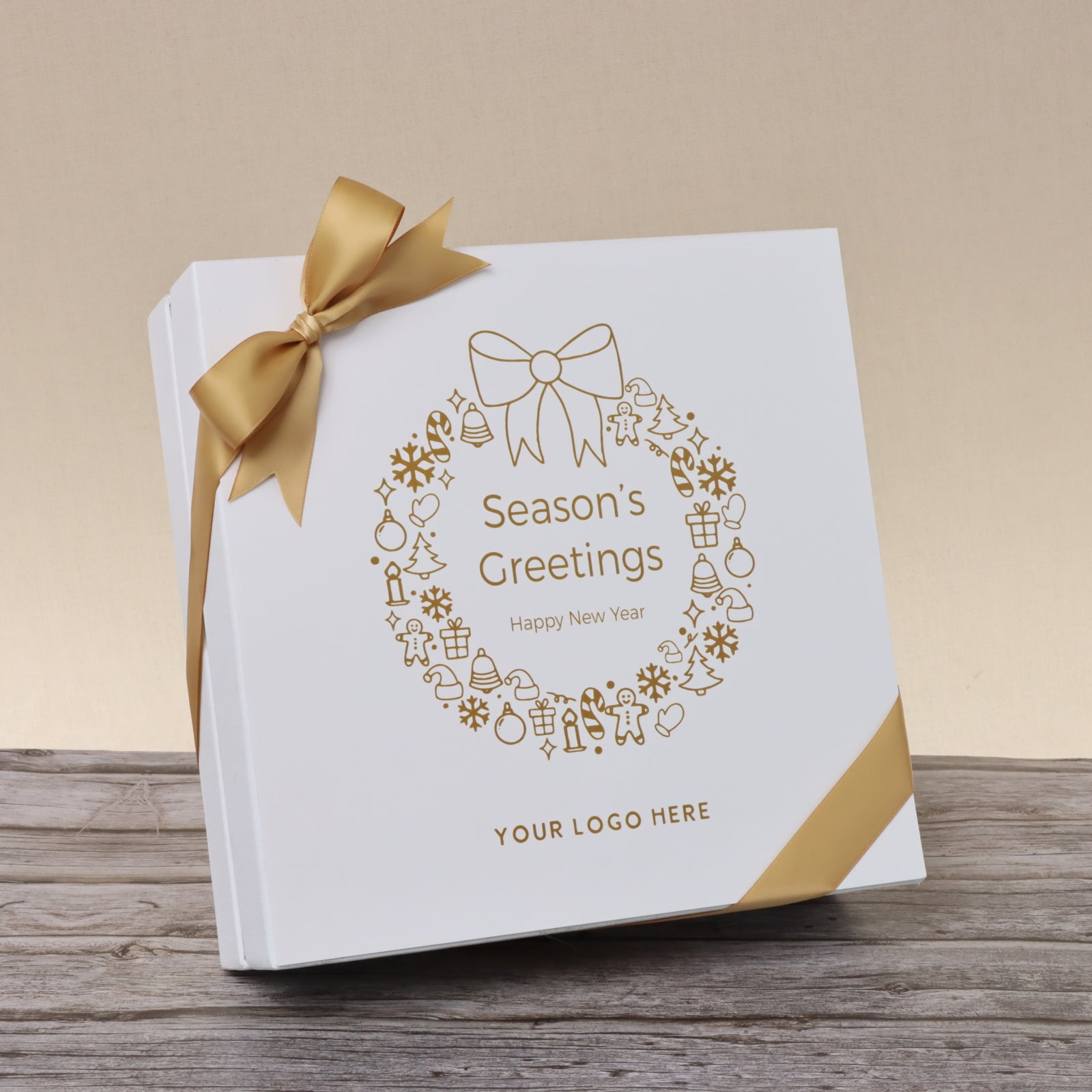 Season's greetings wreath designed premium chocolate hard box