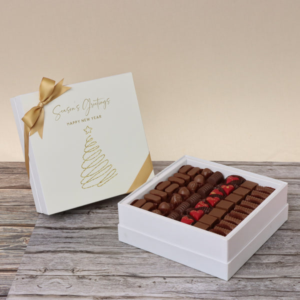 Season's greetings , Merry Christmas & happy new year designed premium chocolate hard box