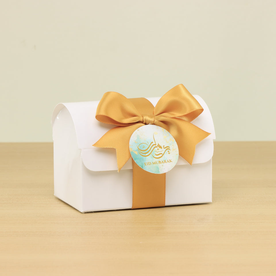 Set of 20 Ramadan Eid Mubarak designed premium nut stuffed dates chest box giveaway
