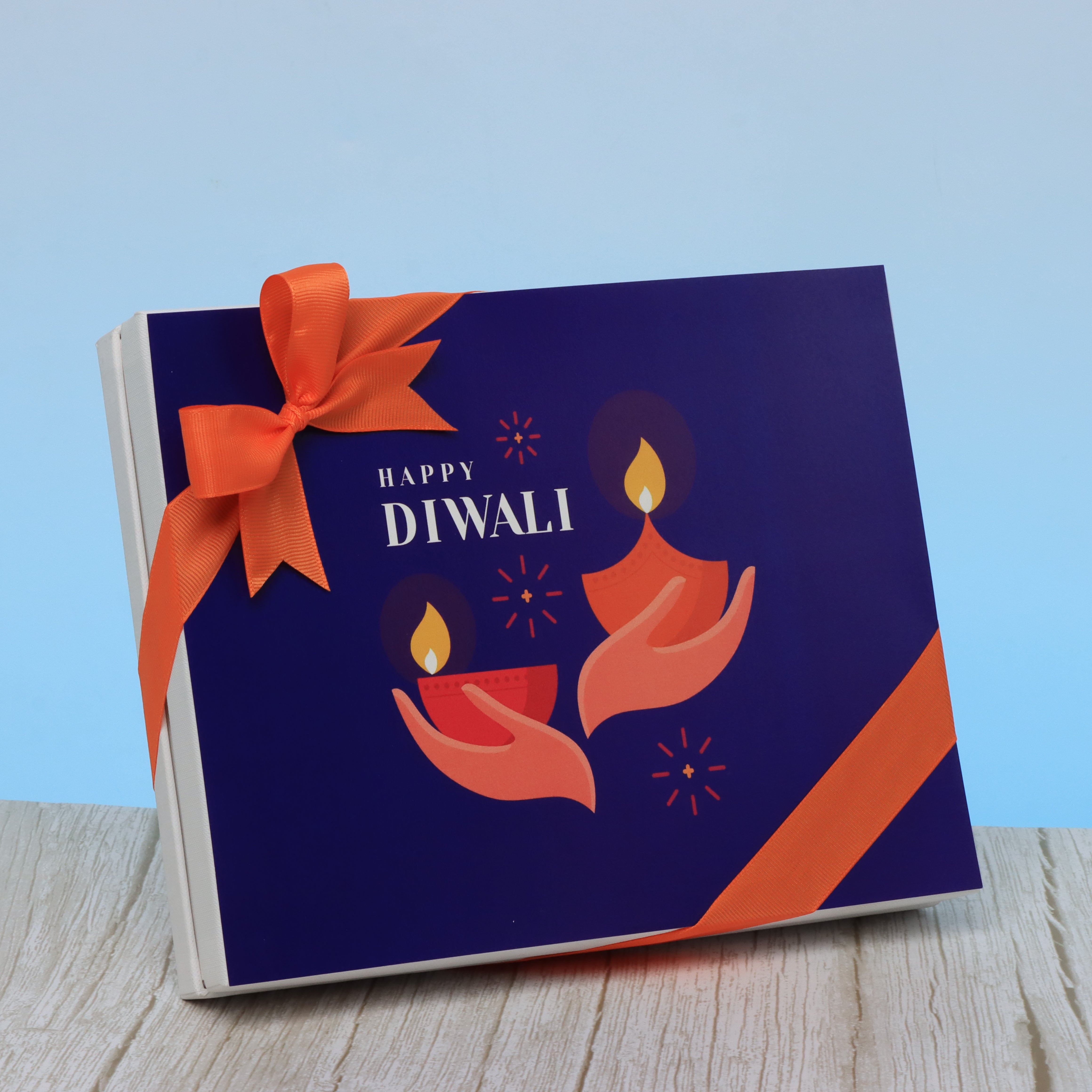 Happy diwali holding hands candle designed premium chocolate 20P hard box