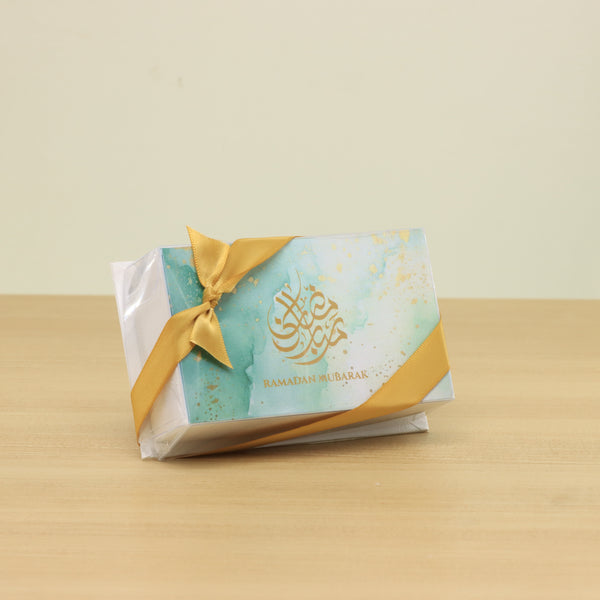 Set of 20 Ramadan Eid Mubarak designed premium nut stuffed dates 2P hard box giveaway