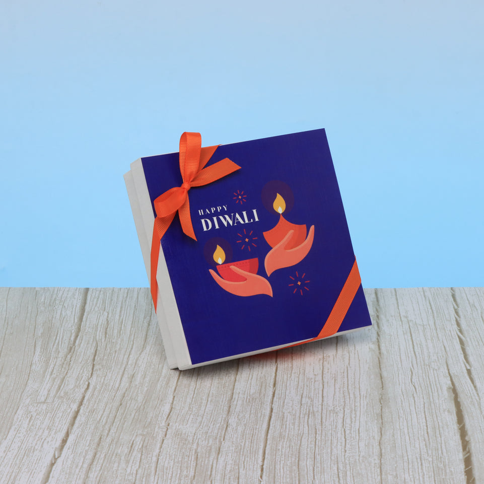 Happy diwali holding hands candle designed premium chocolate 9P hard box
