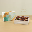 Set of 8 Ramadan Eid Mubarak designed premium nut stuffed dates 6P hard box giveaway