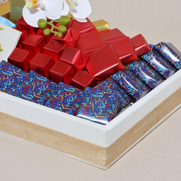 Ramadan Eid decorated chocolate & sweets medium leather tray