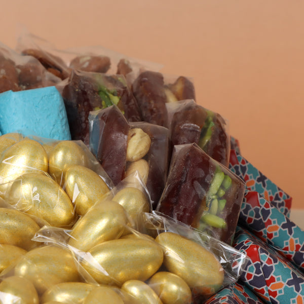 Ramadan eid decorated chocolate & sweets round leather tray