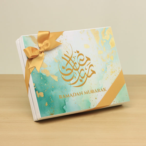 Ramadan Mubarak designed premium nut stuffed dates 20P hard box