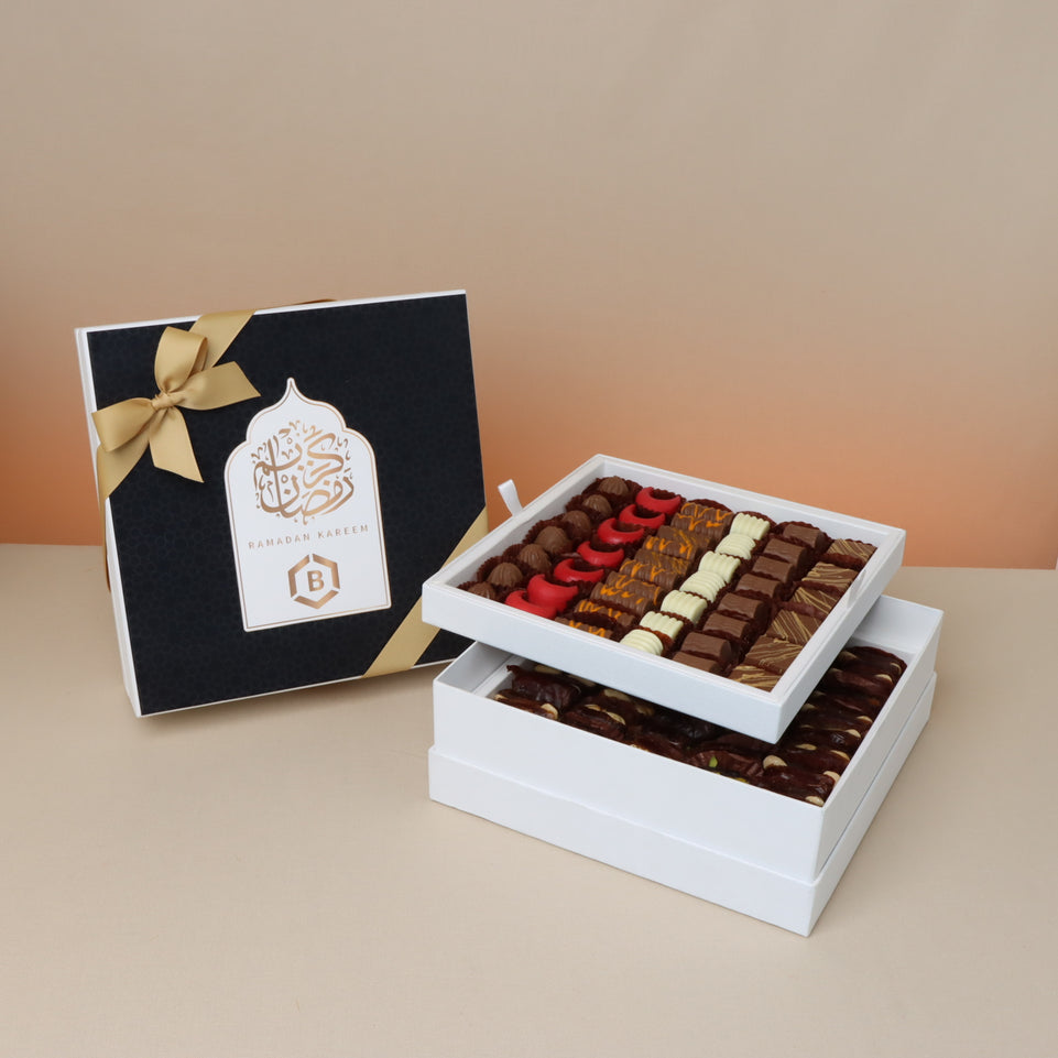 Ramadan customized premium chocolate & dates 2-layer hard box