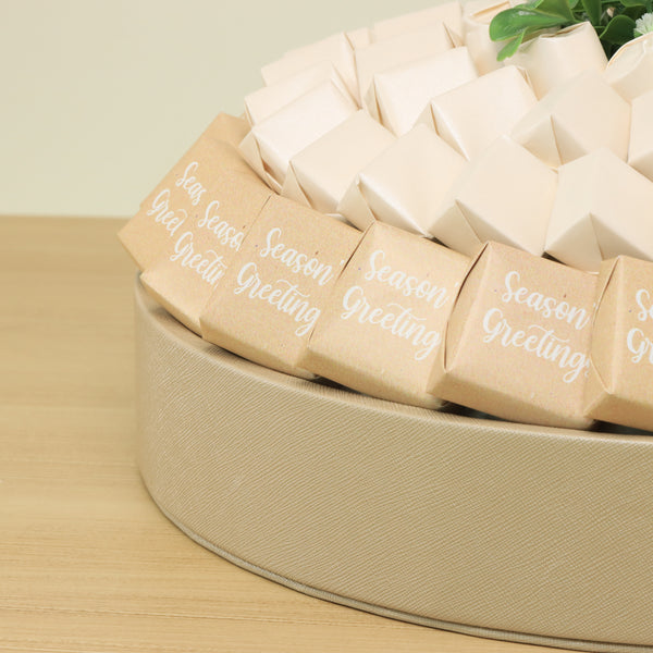 Christmas decorated chocolate wood round tray