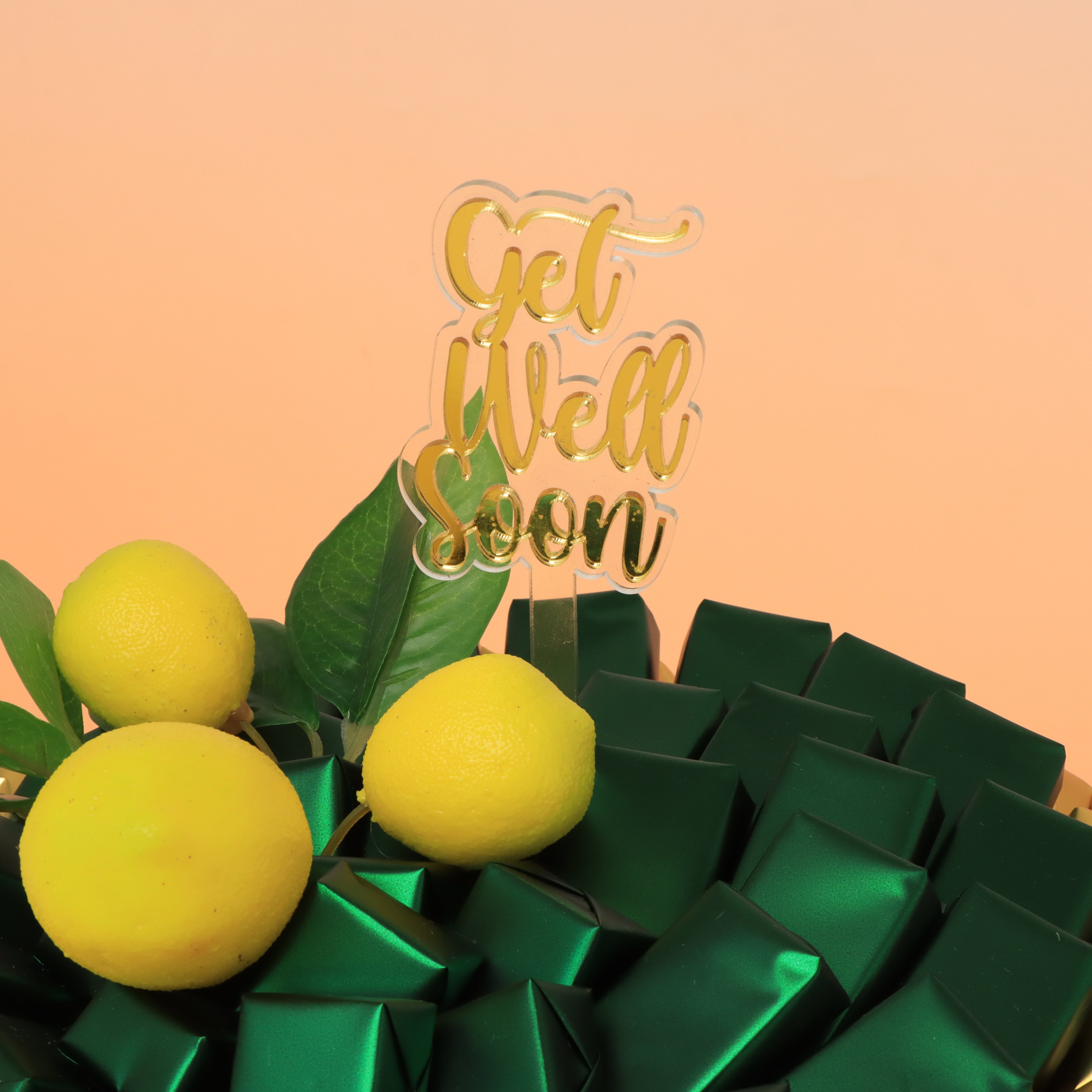 Get well soon lemon decorated chocolate leather round tray