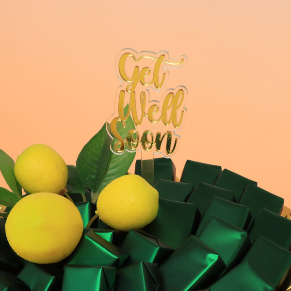 Get well soon lemon decorated chocolate leather round tray