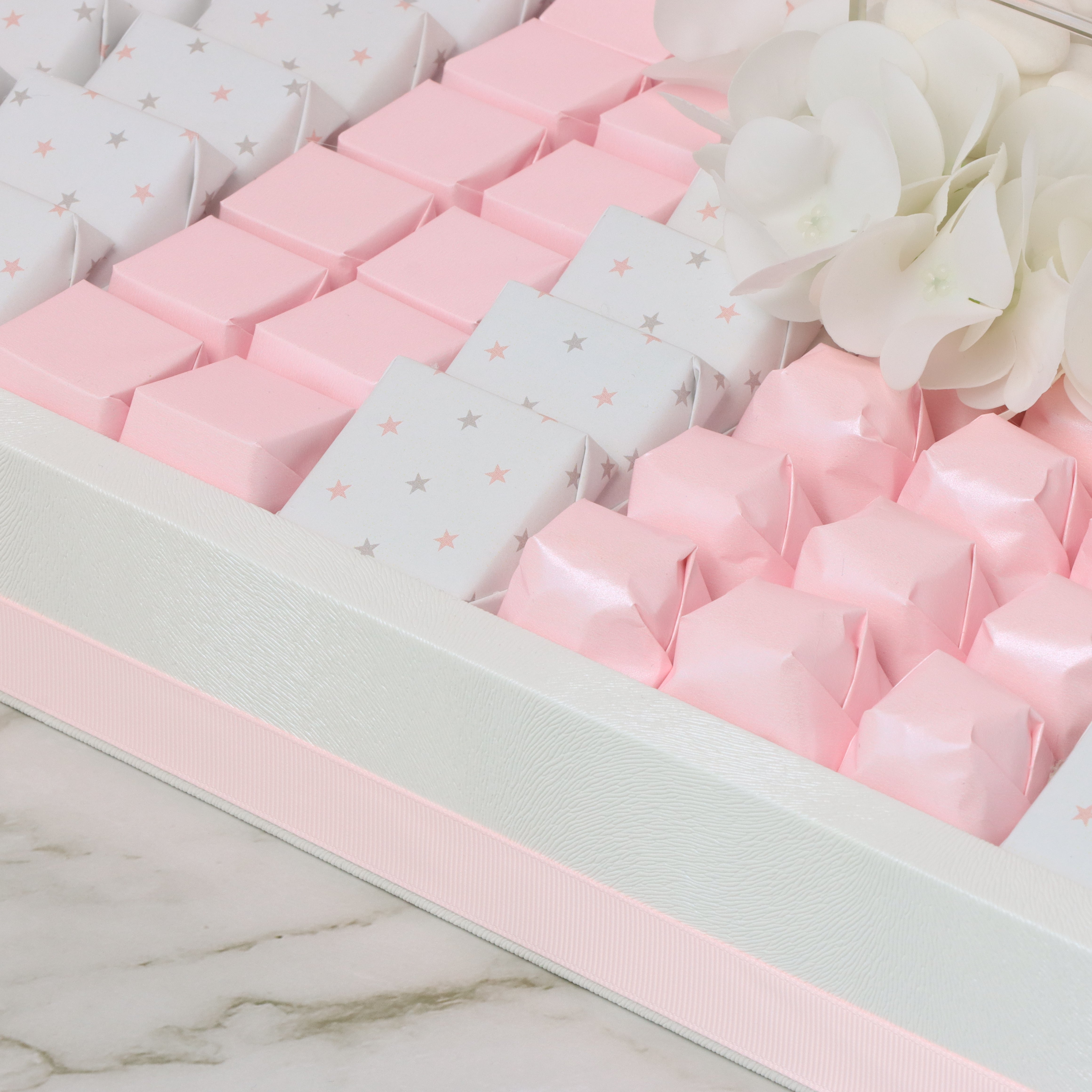 Baby girl star cloud toy decorated chocolate medium leather tray