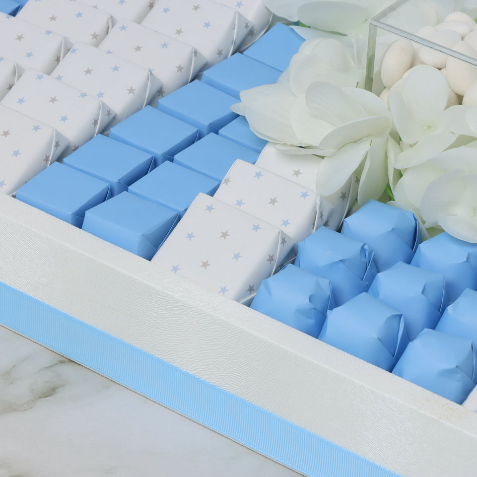 Baby Boy star cloud toy decorated chocolate medium leather tray