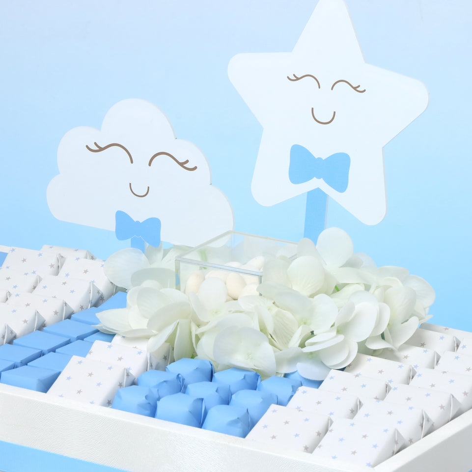 Baby boy star cloud designed premium chocolate medium leather tray