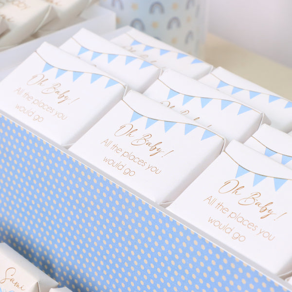 Custom Baby Boy Hot Air Balloon-themed Chocolate Display with Personalized Name & Decorations (Table Excluded)