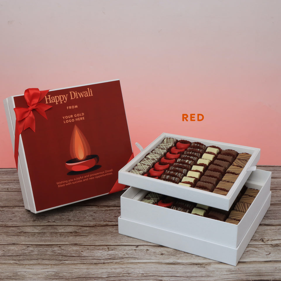 Corporate customized diwali candle designed premium chocolate 2-layer hard box