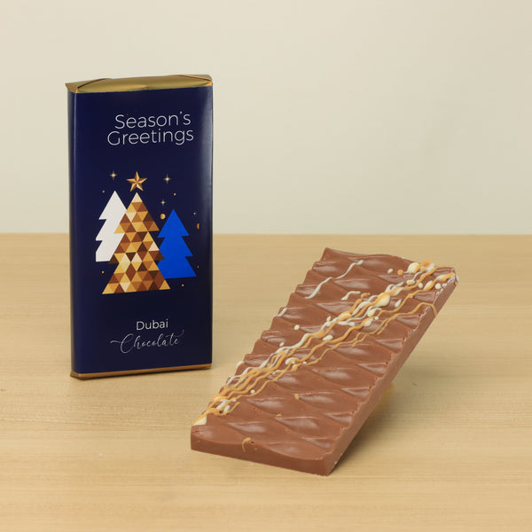 Set of 3 Season's greetings designed Dubai premium pistachio knafeh bar