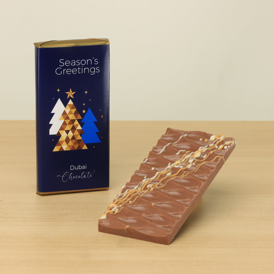 Set of 3 Season's greetings designed Dubai premium pistachio knafeh bar