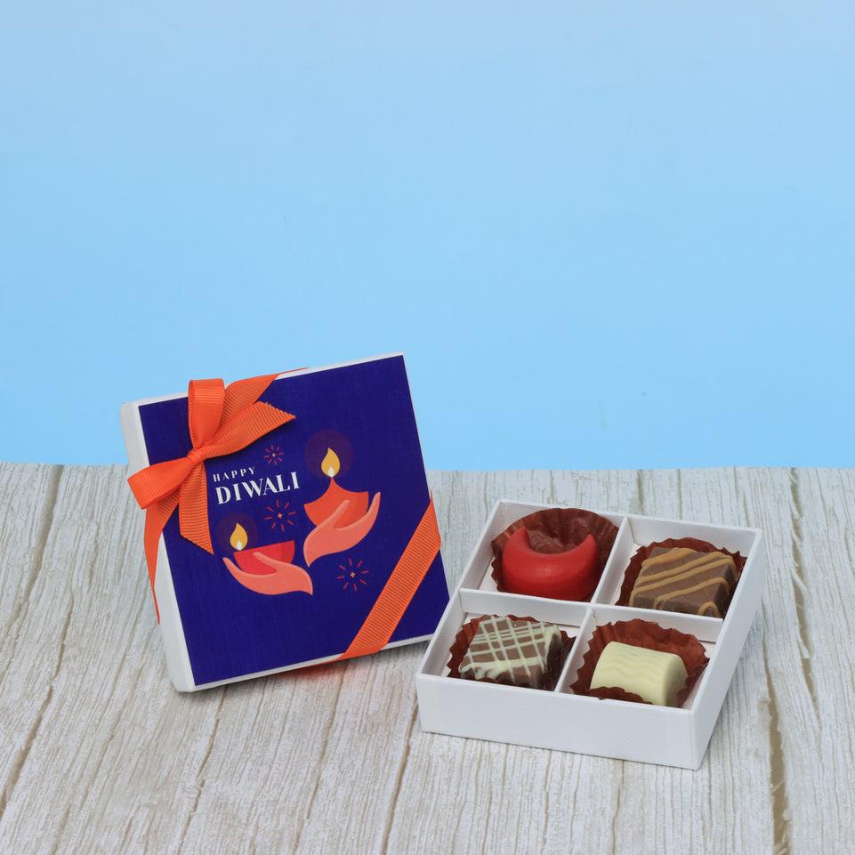 Set of 15 Happy diwali hands holding candle designed premium chocolate 4P hard box