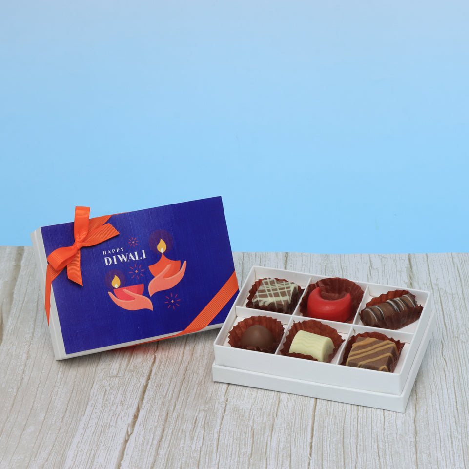 Set of 8 Happy diwali hands holding candle designed premium chocolate 6P hard box