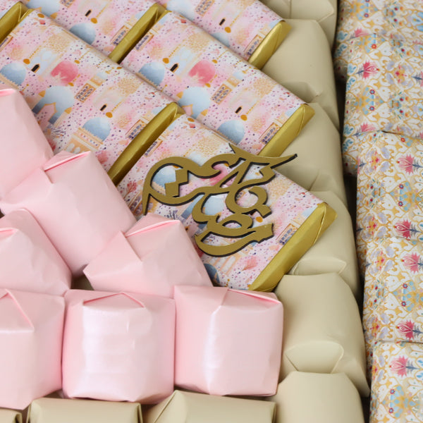 Eid mubarak acrylic mosque decorated chocolate large leather tray