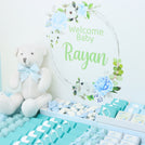 Baby Boy personalized premium chocolate large leather tray with acrylic backdrop