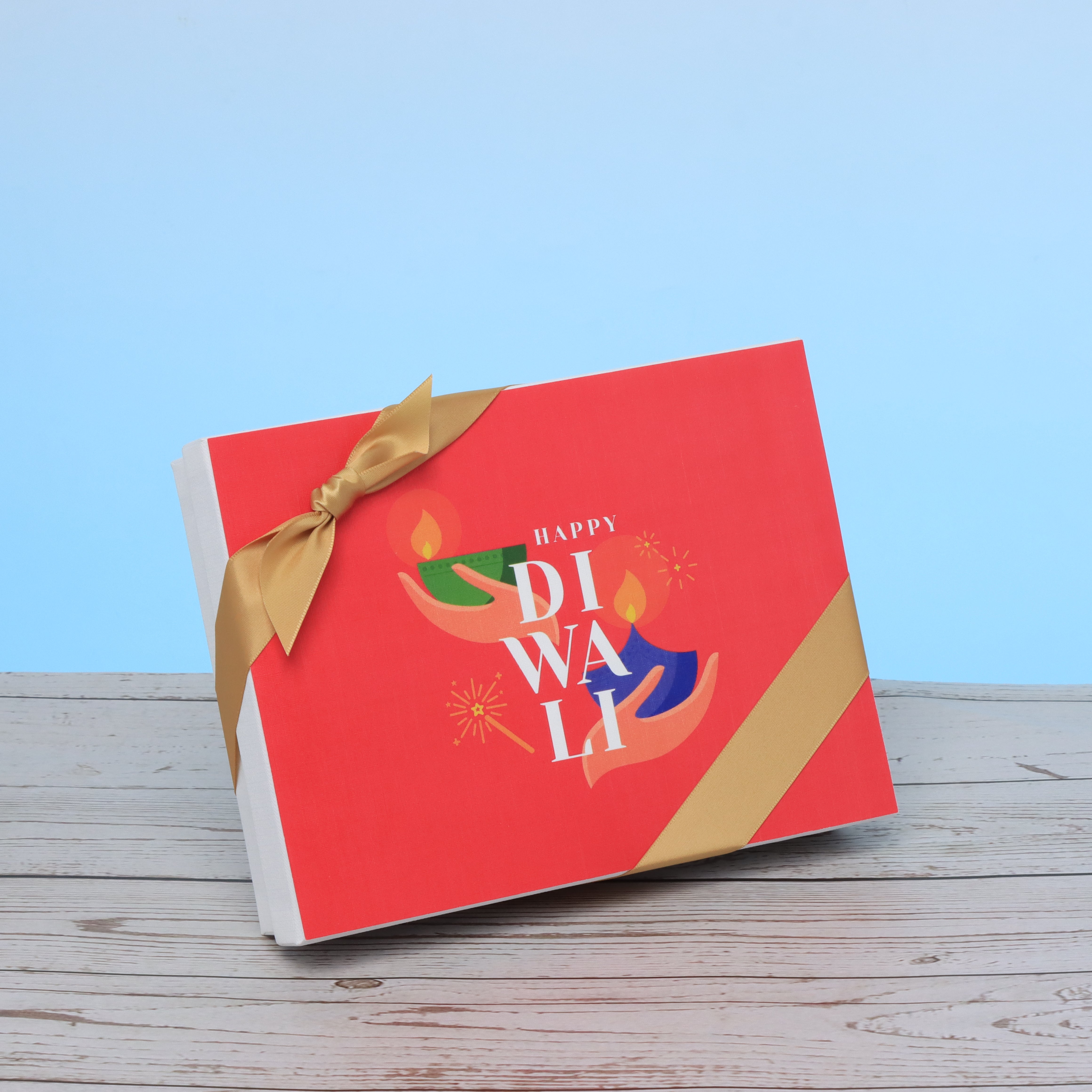 Happy diwali holding hands candle designed premium chocolate 12P hard box