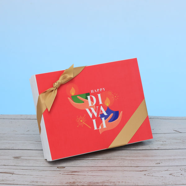 Happy diwali holding hands candle designed premium chocolate 12P hard box