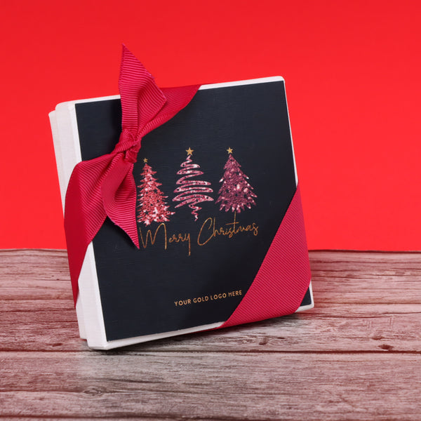 Set of 15 Merry Christmas three trees designed premium chocolate 4 piece hard box giveaway