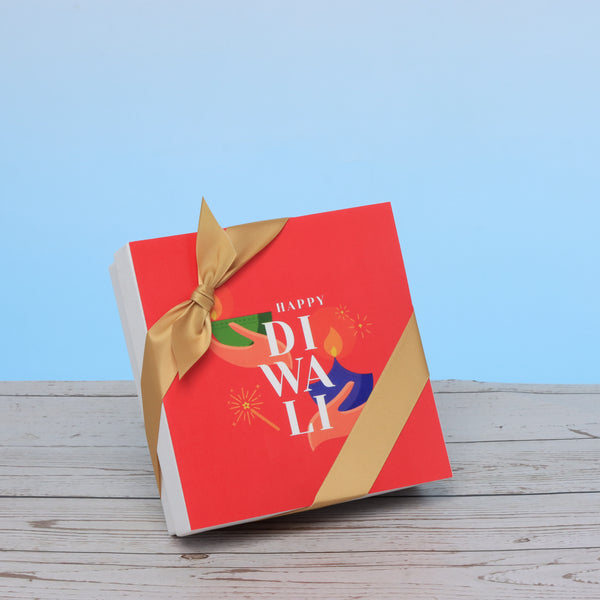 Happy diwali holding hands candle designed premium chocolate 9P hard box