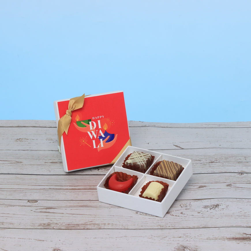 Set of 15 Happy diwali hands holding candle designed premium chocolate 4P hard box