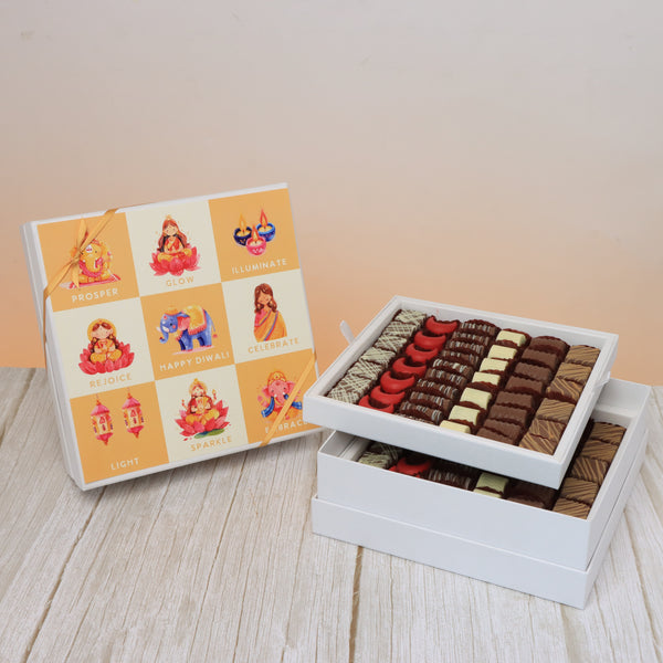 Diwali cartoon designed premium chocolate 2-layer hard box