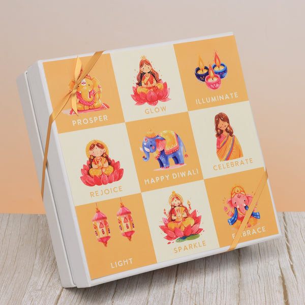Diwali cartoon designed premium chocolate 2-layer hard box