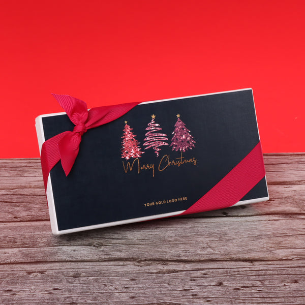 Set of 6 Merry Christmas three trees designed premium chocolate 8 piece hard box