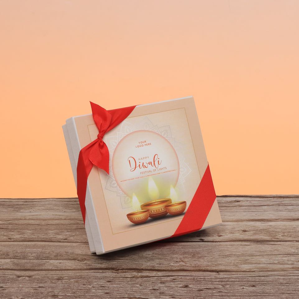 Set of 5 corporate customized festival of lights diwali designed premium chocolate 9p hard box
