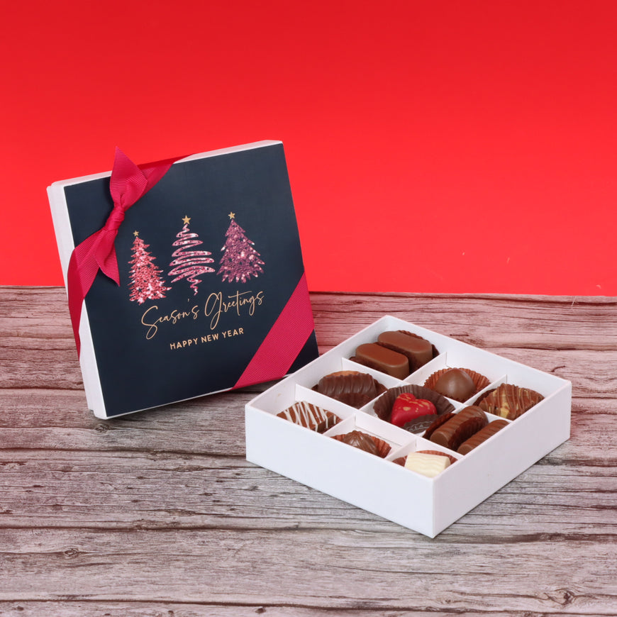 Season's greeting three trees designed chocolate 9-piece hard box