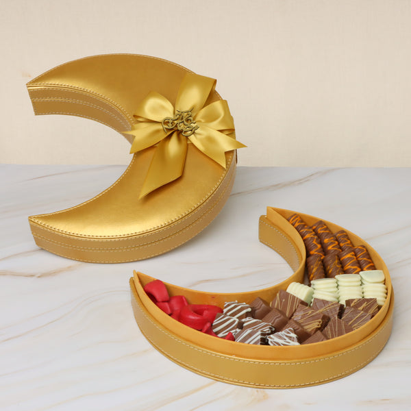 Ramadan chocolate crescent leather box
