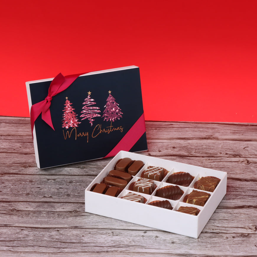 Merry christmas three trees designed chocolate 12- piece hard box