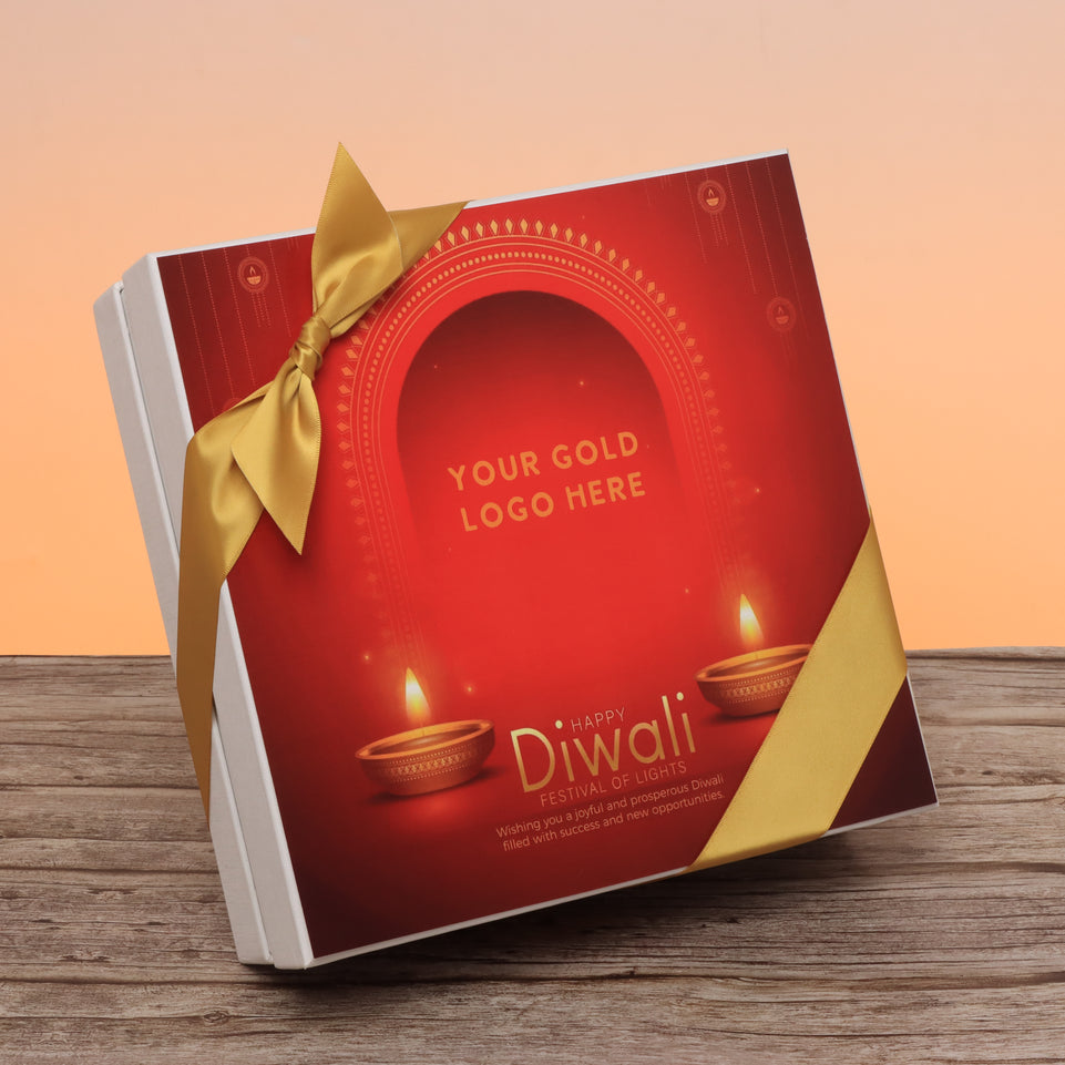 Corporate customized Happy diwali candle lights designed premium chocolate 2-layer hard box