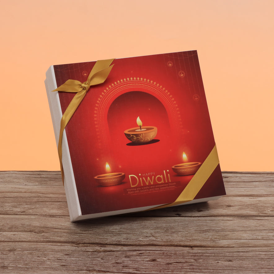 Happy diwali candle lights designed premium chocolate 2-layer hard box