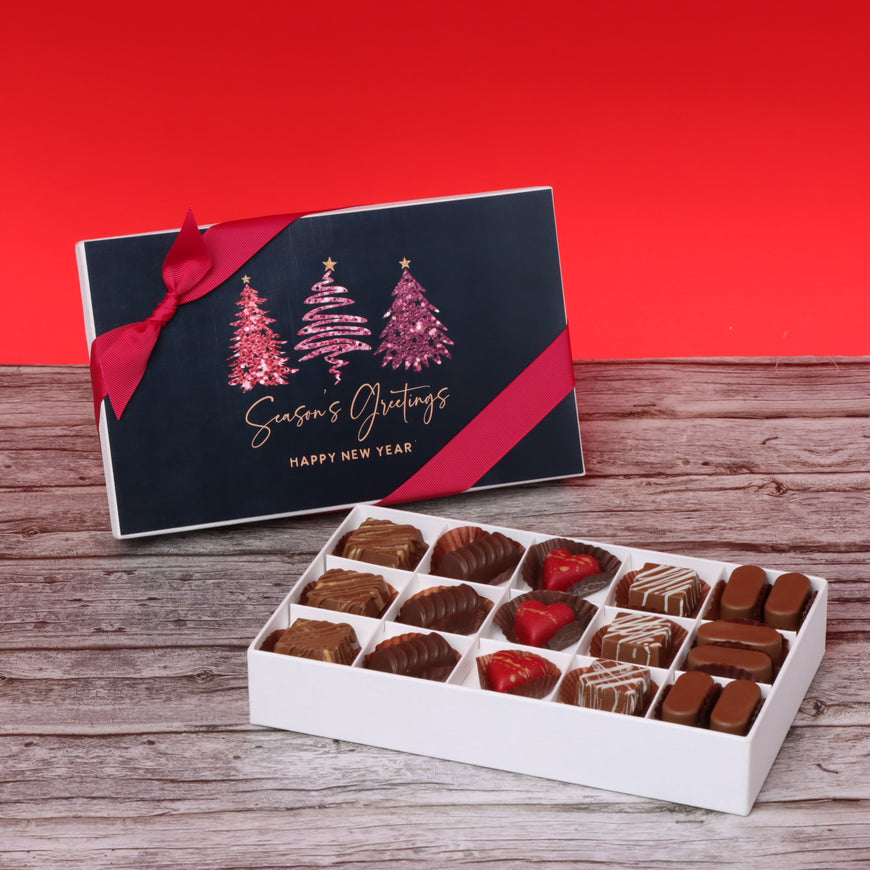 Season's greeting three trees designed chocolate 15-piece hard box