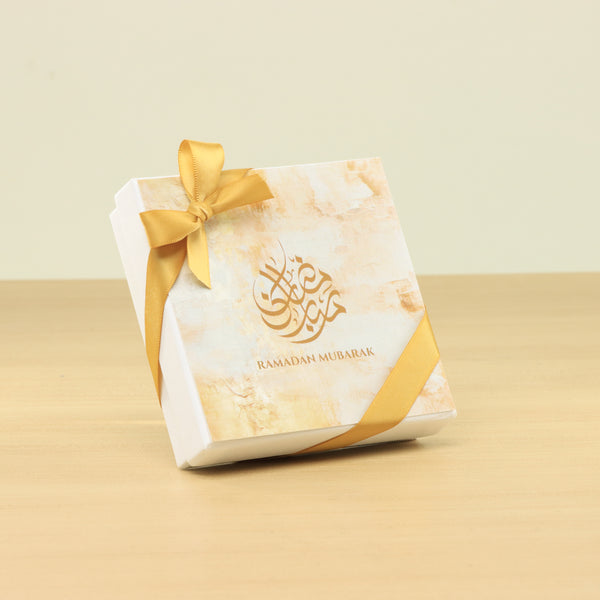 Set of 15 Ramadan Mubarak designed premium nut stuffed dates 4P hard box giveaway